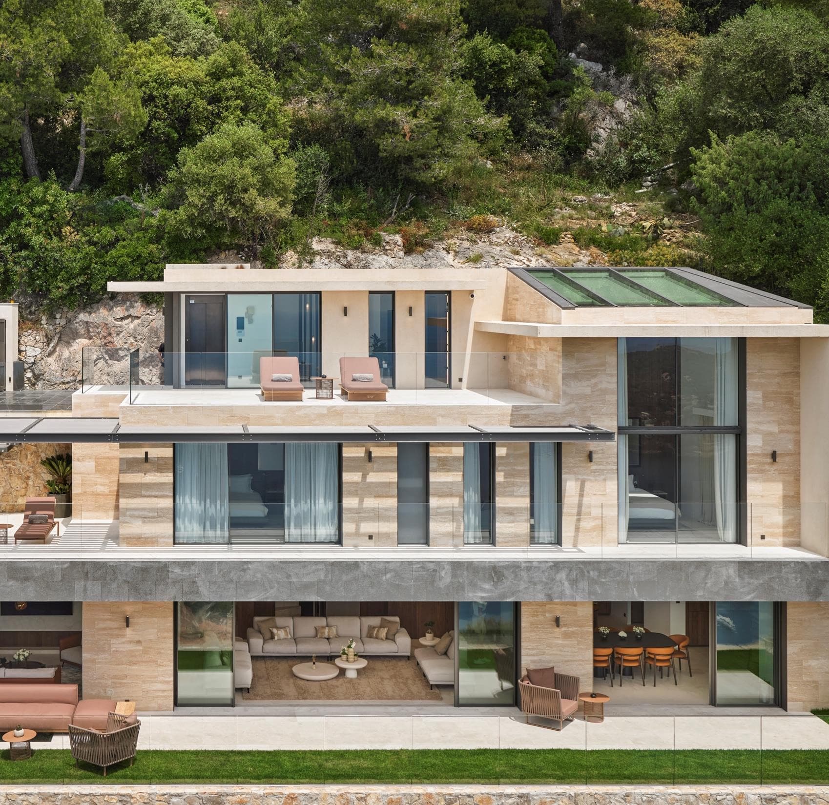 Villa Constance by day, stone façade and open terraces